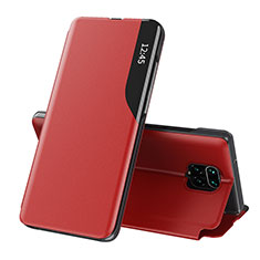 Funda de Cuero Cartera con Soporte Carcasa Q02H para Xiaomi Redmi Note 9S Rojo