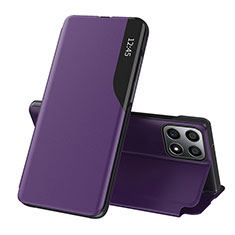 Funda de Cuero Cartera con Soporte Carcasa QH1 para Huawei Honor X6 Morado