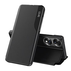 Funda de Cuero Cartera con Soporte Carcasa QH1 para Huawei Honor X7b Negro