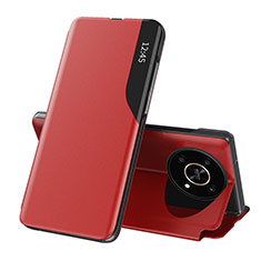 Funda de Cuero Cartera con Soporte Carcasa QH1 para Huawei Honor X9 5G Rojo