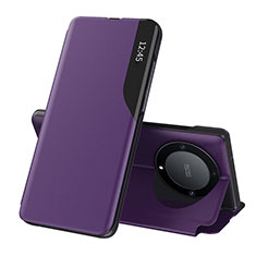 Funda de Cuero Cartera con Soporte Carcasa QH1 para Huawei Honor X9b 5G Morado