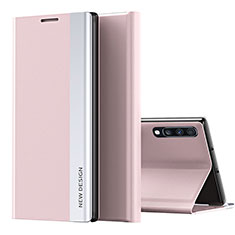 Funda de Cuero Cartera con Soporte Carcasa QH1 para Samsung Galaxy A70 Oro Rosa