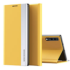 Funda de Cuero Cartera con Soporte Carcasa QH1 para Samsung Galaxy A70S Amarillo