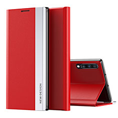 Funda de Cuero Cartera con Soporte Carcasa QH1 para Samsung Galaxy A70S Rojo