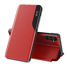 Funda de Cuero Cartera con Soporte Carcasa QH1 para Samsung Galaxy Jump3 5G Rojo