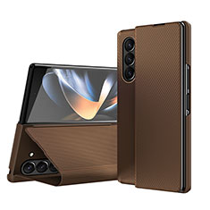 Funda de Cuero Cartera con Soporte Carcasa QH1 para Samsung Galaxy Z Fold5 5G Marron