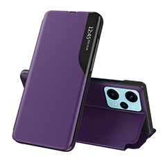 Funda de Cuero Cartera con Soporte Carcasa QH1 para Xiaomi Poco F5 5G Morado