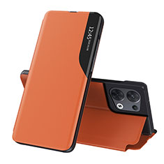 Funda de Cuero Cartera con Soporte Carcasa QH1 para Xiaomi Redmi Note 13 Pro 5G Naranja