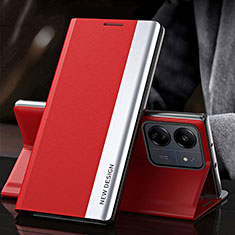 Funda de Cuero Cartera con Soporte Carcasa QH2 para Xiaomi Poco C65 Rojo