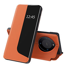 Funda de Cuero Cartera con Soporte Carcasa QH3 para Huawei Mate 60 Pro Naranja