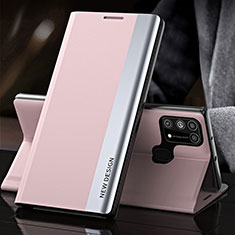 Funda de Cuero Cartera con Soporte Carcasa QH3 para Samsung Galaxy M21s Oro Rosa