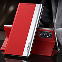 Funda de Cuero Cartera con Soporte Carcasa QH4 para Samsung Galaxy F23 5G Rojo