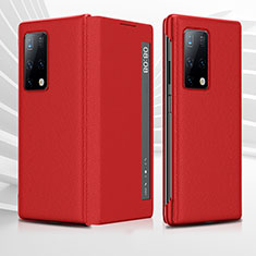 Funda de Cuero Cartera con Soporte Carcasa QK2 para Huawei Mate X2 Rojo