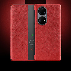 Funda de Cuero Cartera con Soporte Carcasa QK2 para Huawei P50 Rojo