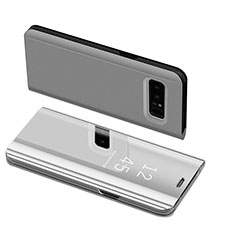 Funda de Cuero Cartera con Soporte Carcasa S01 para Samsung Galaxy Note 8 Plata