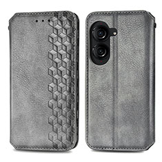 Funda de Cuero Cartera con Soporte Carcasa S01D para Asus ZenFone 10 Gris