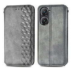 Funda de Cuero Cartera con Soporte Carcasa S01D para Asus Zenfone 9 Gris