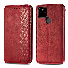 Funda de Cuero Cartera con Soporte Carcasa S01D para Google Pixel 5a 5G Rojo