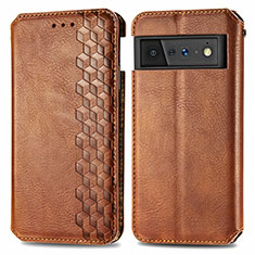 Funda de Cuero Cartera con Soporte Carcasa S01D para Google Pixel 6 Pro 5G Marron