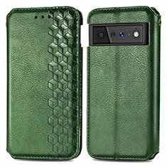 Funda de Cuero Cartera con Soporte Carcasa S01D para Google Pixel 6 Pro 5G Verde