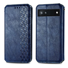 Funda de Cuero Cartera con Soporte Carcasa S01D para Google Pixel 6a 5G Azul