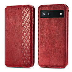 Funda de Cuero Cartera con Soporte Carcasa S01D para Google Pixel 6a 5G Rojo