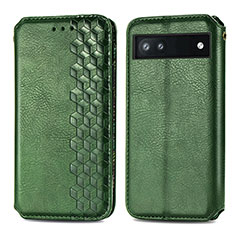 Funda de Cuero Cartera con Soporte Carcasa S01D para Google Pixel 6a 5G Verde