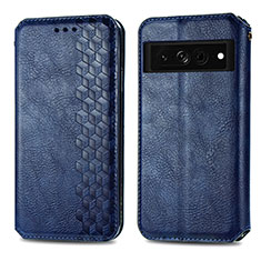 Funda de Cuero Cartera con Soporte Carcasa S01D para Google Pixel 7 Pro 5G Azul