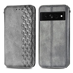 Funda de Cuero Cartera con Soporte Carcasa S01D para Google Pixel 7 Pro 5G Gris