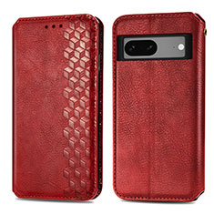 Funda de Cuero Cartera con Soporte Carcasa S01D para Google Pixel 7a 5G Rojo