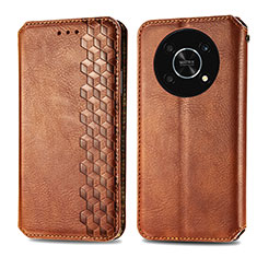 Funda de Cuero Cartera con Soporte Carcasa S01D para Huawei Enjoy 50 Pro Marron