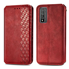 Funda de Cuero Cartera con Soporte Carcasa S01D para Huawei Honor 10X Lite Rojo