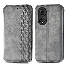 Funda de Cuero Cartera con Soporte Carcasa S01D para Huawei Honor 50 5G Gris