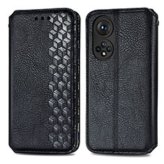 Funda de Cuero Cartera con Soporte Carcasa S01D para Huawei Honor 50 5G Negro