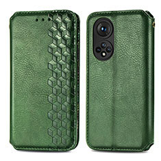 Funda de Cuero Cartera con Soporte Carcasa S01D para Huawei Honor 50 5G Verde