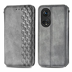 Funda de Cuero Cartera con Soporte Carcasa S01D para Huawei Honor 50 Pro 5G Gris