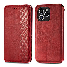 Funda de Cuero Cartera con Soporte Carcasa S01D para Huawei Honor 60 SE 5G Rojo