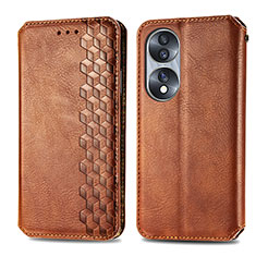 Funda de Cuero Cartera con Soporte Carcasa S01D para Huawei Honor 70 5G Marron