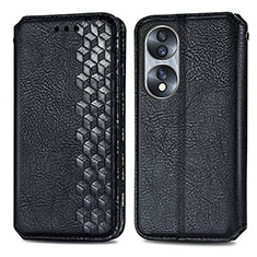 Funda de Cuero Cartera con Soporte Carcasa S01D para Huawei Honor 70 5G Negro