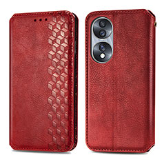 Funda de Cuero Cartera con Soporte Carcasa S01D para Huawei Honor 70 5G Rojo