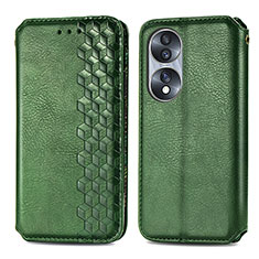 Funda de Cuero Cartera con Soporte Carcasa S01D para Huawei Honor 70 5G Verde