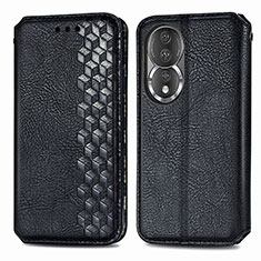 Funda de Cuero Cartera con Soporte Carcasa S01D para Huawei Honor 80 5G Negro