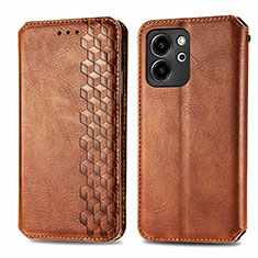 Funda de Cuero Cartera con Soporte Carcasa S01D para Huawei Honor 80 SE 5G Marron