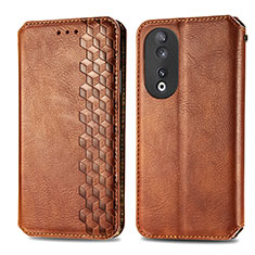 Funda de Cuero Cartera con Soporte Carcasa S01D para Huawei Honor 90 5G Marron