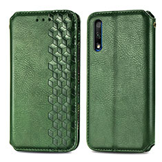 Funda de Cuero Cartera con Soporte Carcasa S01D para Huawei Honor 9X Verde