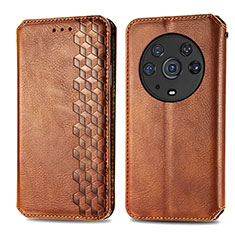 Funda de Cuero Cartera con Soporte Carcasa S01D para Huawei Honor Magic3 Pro 5G Marron