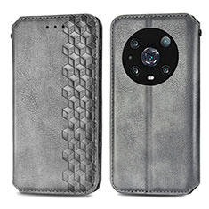 Funda de Cuero Cartera con Soporte Carcasa S01D para Huawei Honor Magic4 Pro 5G Gris