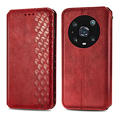 Funda de Cuero Cartera con Soporte Carcasa S01D para Huawei Honor Magic4 Pro 5G Rojo