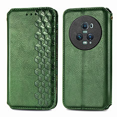 Funda de Cuero Cartera con Soporte Carcasa S01D para Huawei Honor Magic5 Pro 5G Verde