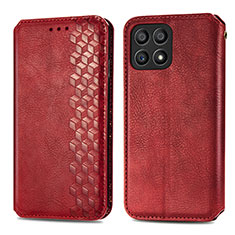 Funda de Cuero Cartera con Soporte Carcasa S01D para Huawei Honor X30i Rojo